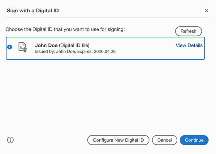 Create new digital ID