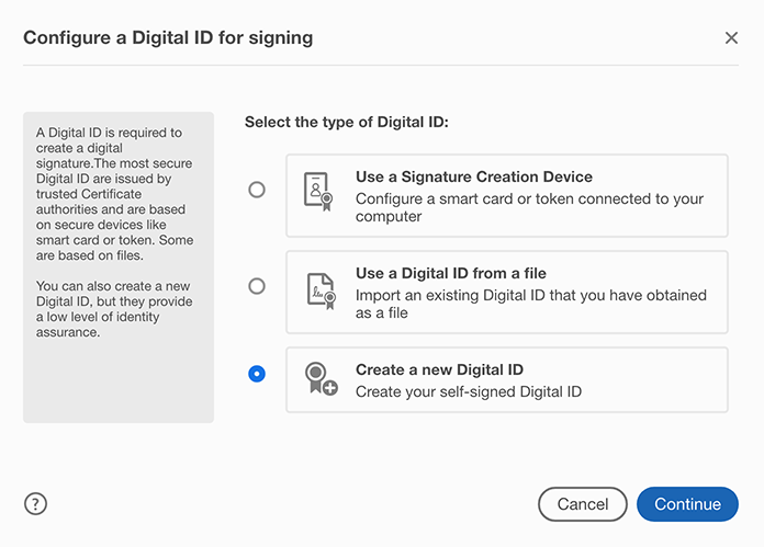 Create new ID