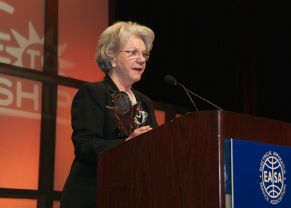 Judy Darby - accepting the EASA Award for E. Steve Darby